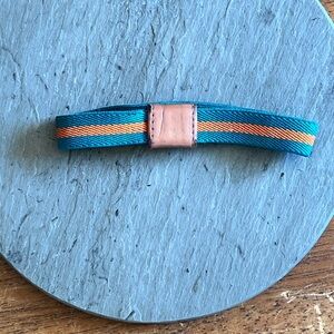 Teal & Orange Bracelet Cuff w Leather Accent